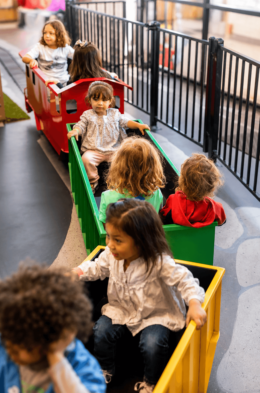 Ride-on train play area at Imagine City